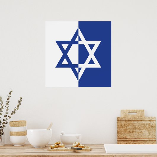 Ster van David Bar Mitzvah blauw en wit Poster (Keuken)