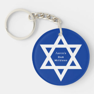 Ster van David Bar Mitzvah blauw Sleutelhanger