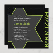 Ster van David Bar Mitzvah Bright Green & Grey Kaart (Voorkant / Achterkant)