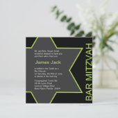Ster van David Bar Mitzvah Bright Green & Grey Kaart (Staand voorkant)