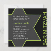 Ster van David Bar Mitzvah Bright Green & Grey Kaart (Voorkant)
