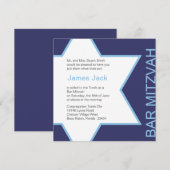 Ster van David Bar Mitzvah - Donkerblauw & wit Kaart (Voorkant / Achterkant)