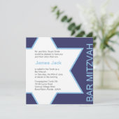 Ster van David Bar Mitzvah - Donkerblauw & wit Kaart (Staand voorkant)