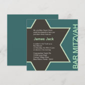 Ster van David Bar Mitzvah Green & Brown 2 Kaart (Voorkant / Achterkant)