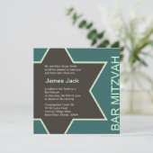 Ster van David Bar Mitzvah Green & Brown 2 Kaart (Staand voorkant)