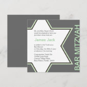 Ster van David Bar Mitzvah Green & Grey 2 Kaart (Voorkant / Achterkant)