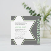 Ster van David Bar Mitzvah Green & Grey 2 Kaart (Staand voorkant)