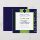 Ster van David Bar Mitzvah - groen & blauw lintje Kaart (Voorkant / Achterkant)