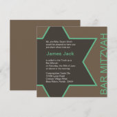 Ster van David Bar Mitzvah - Groen & Bruin Kaart (Voorkant / Achterkant)