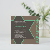 Ster van David Bar Mitzvah - Groen & Bruin Kaart (Staand voorkant)