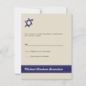 Ster van David Bar Mitzvah Reply Invitation RSVP Kaartje (Voorkant)