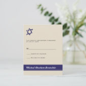 Ster van David Bar Mitzvah Reply Invitation RSVP Kaartje (Staand voorkant)