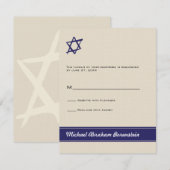 Ster van David Bar Mitzvah Reply Invitation RSVP Kaartje (Voorkant / Achterkant)