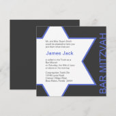 Ster van David Bar Mitzvah - Royal Blue & Gray Kaart (Voorkant / Achterkant)