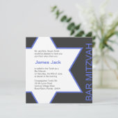 Ster van David Bar Mitzvah - Royal Blue & Gray Kaart (Staand voorkant)