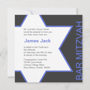 Ster van David Bar Mitzvah - Royal Blue & Gray Kaart