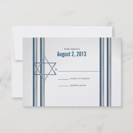 Ster van David Bar Mitzvah RSVP Kaartje (Voorkant)