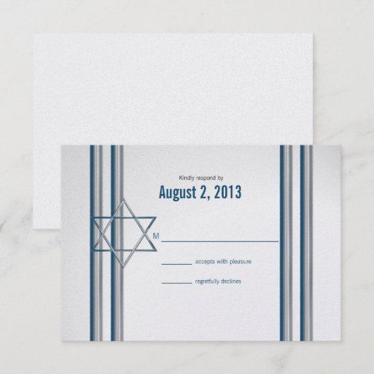 Ster van David Bar Mitzvah RSVP Kaartje (Voorkant / Achterkant)