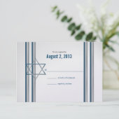 Ster van David Bar Mitzvah RSVP Kaartje (Staand voorkant)