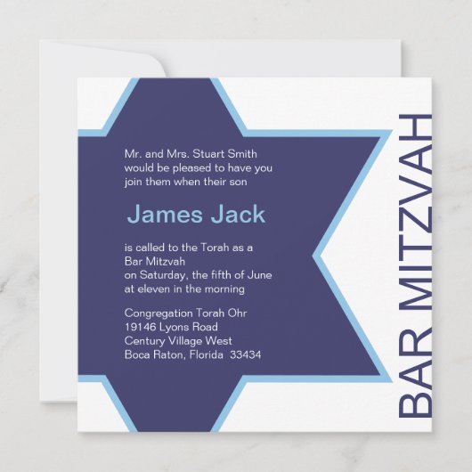 Ster van David Bar Mitzvah - wit en blauw Kaart (Voorkant)