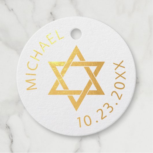 Ster van David Bar of Bat Mitzvah REAL FOLIE Bedankjes Labels (Voorkant)