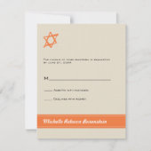 Ster van David Bat Mitzvah Reply Invitation RSVP Kaartje (Voorkant)