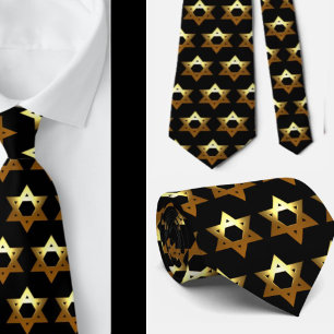 Ster van David Black and Gold Jewish Wedding Forma Stropdas