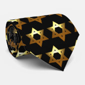 Ster van David Black and Gold Jewish Wedding Forma Stropdas (Opgerold)