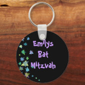 Ster van David Black Sleutelhanger Bar Bat Mitzvah (Voorkant)