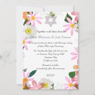 Ster van David bloemenchuppah Joodse bruiloft Kaart