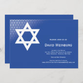 Ster van David Blue Bar Mitzvah Uitnodiging (Voorkant / Achterkant)