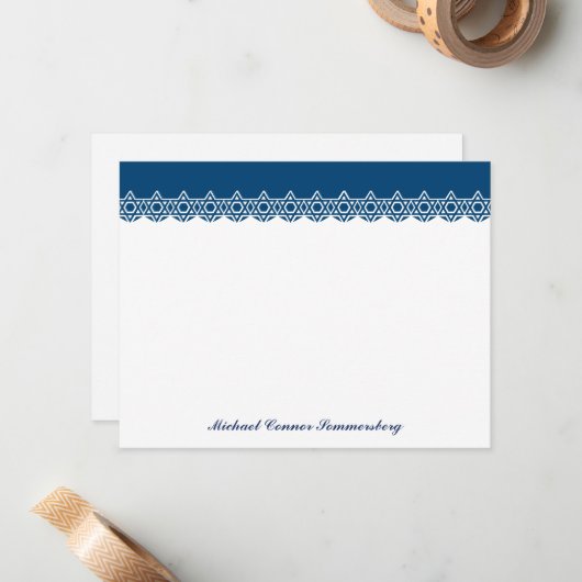 Ster van David Blue Dank je Notitiekaartje (Voorkant / Achterkant in situ)