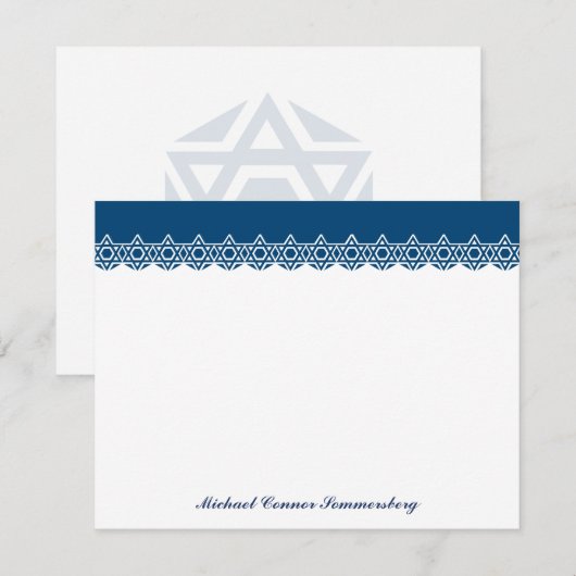 Ster van David Blue Dank je Notitiekaartje (Voorkant / Achterkant)