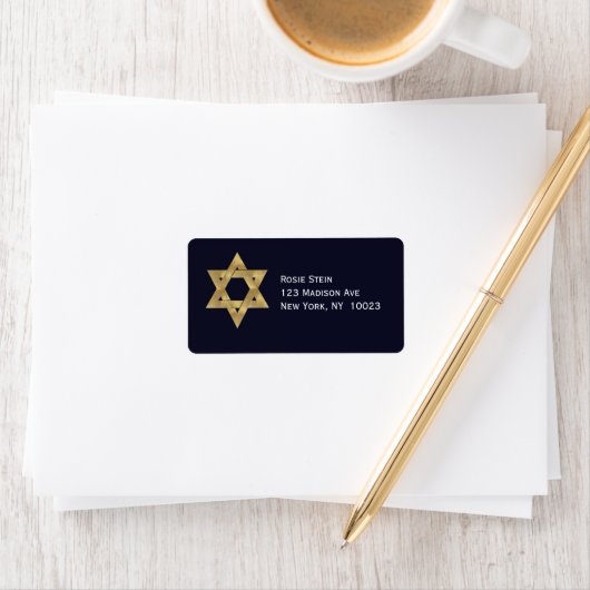 Ster van David Blue en Gold accent adresetiketten Etiket (Insitu)