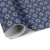 Ster van David Blue en Gold Wrapping Paper Cadeaupapier (Rol Hoek)