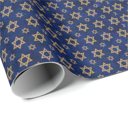 Ster van David Blue en Gold Wrapping Paper Cadeaupapier (Rol Hoek)