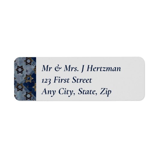 Ster van David Blue Gray Bar Mitzvah Mazel Tov Etiket (Voorkant)