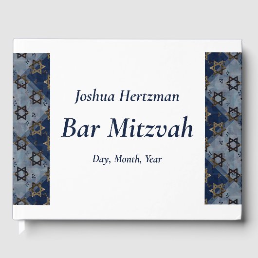 Ster van David Blue Gray Bar Mitzvah Mazel Tov Gastenboek (Voorkant)