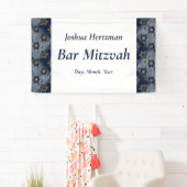 Ster van David Blue Gray Bar Mitzvah Mazel Tov Spandoek (Insitu)