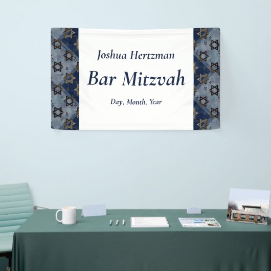 Ster van David Blue Gray Bar Mitzvah Mazel Tov Spandoek (Beurs)