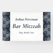 Ster van David Blue Gray Bar Mitzvah Mazel Tov Spandoek (Horizontaal)