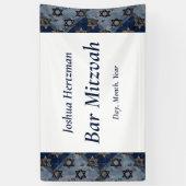 Ster van David Blue Gray Bar Mitzvah Mazel Tov Spandoek (Verticaal)