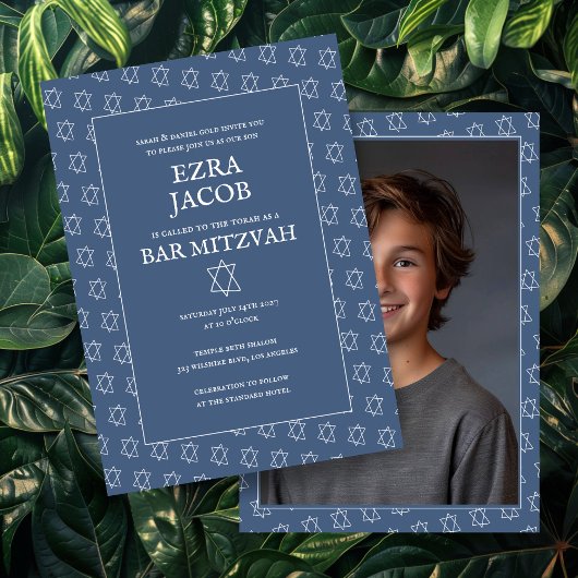 Ster van David B'nai Bat Bar Mitzvah Aangepaste Fo Kaart