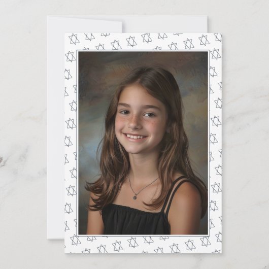 Ster van David B'nai Bat Bar Mitzvah Aangepaste Fo Kaart (Achterkant)