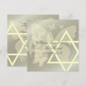 Ster van David/Butterfiles Bat Mitzvah uitnodiging (Voorkant / Achterkant)