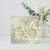 Ster van David/Butterfiles Bat Mitzvah uitnodiging (Staand voorkant)