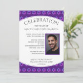 Ster van David CELEBRATION LIFE Foto Funeral Kaart (Staand voorkant)