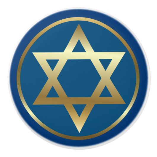 Ster van David Ceramic Knob Keramische Knop (Voorkant)