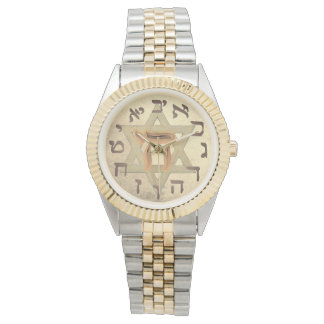 Ster van David Chai Hebreeuws Joods Goud Mannen Horloge