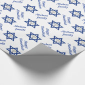 Ster van David & chanukiah Hanukkah vakantieblauw Cadeaupapier (Hoek)